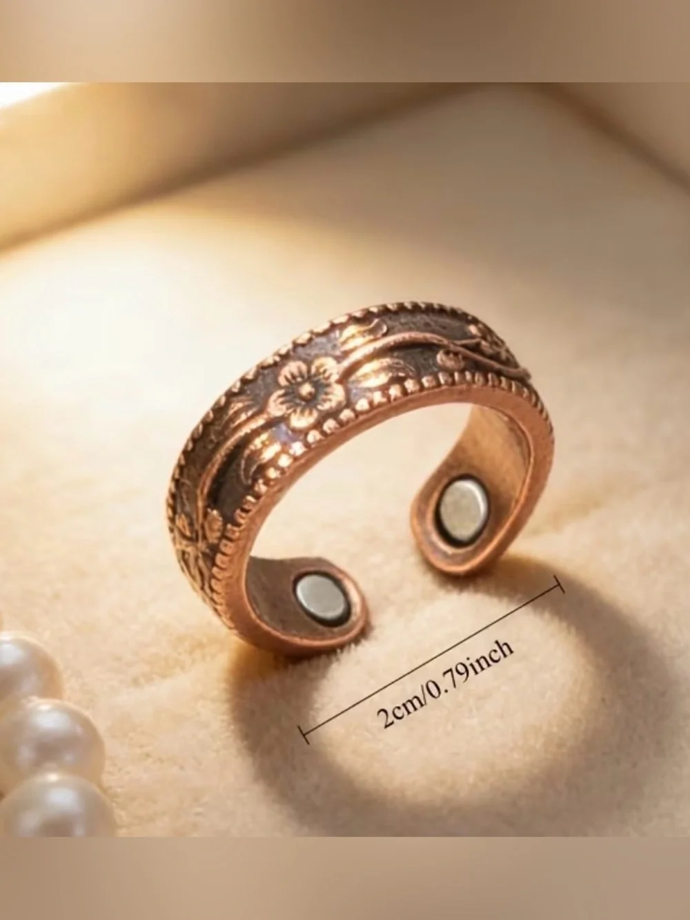 Western Ring Copper Floral Adjustable Cuff Ring Bohemian Ring